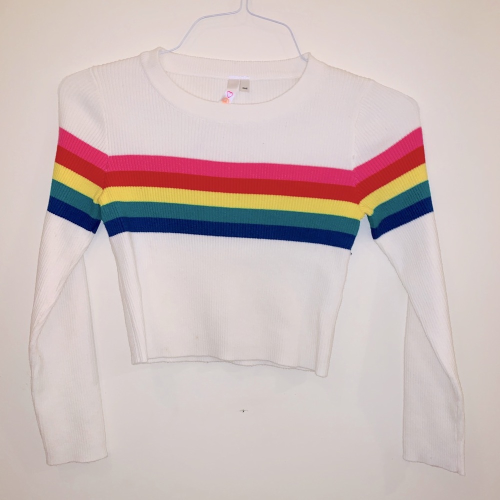 rainbow Malibu Sugar cropped sweater size youth 10